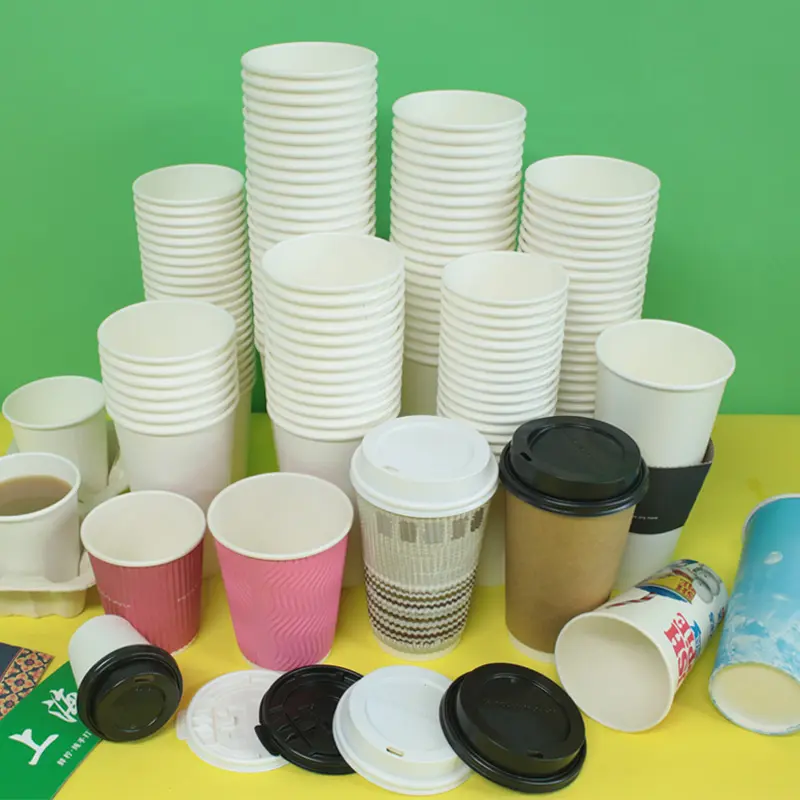 Hot Sales Biodegradable Disposable Coffee Ripple Wall Paper Cup disposable 12oz paper coffee cups