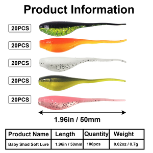 เหยื่อตก<span class=keywords><strong>ปลา</strong></span> Baby Shad Crappie, เหยื่อตก<span class=keywords><strong>ปลา</strong></span>พลาสติกนิ่มสำหรับปลาครัปปี <span class=keywords><strong>ปลา</strong></span>เทราต์ <span class=keywords><strong>ปลา</strong></span>บาส <span class=keywords><strong>ปลา</strong></span>วอลอาย รูปทรงหางหยักแบบมินโนว์ รุ่น B10 - Product Image 2