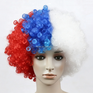 Peruca Colorida para Fãs de Futebol, Peruca Sintética com Cores de Bandeira Nacional, Acessório para Carnaval e Festivais - Product Image 3