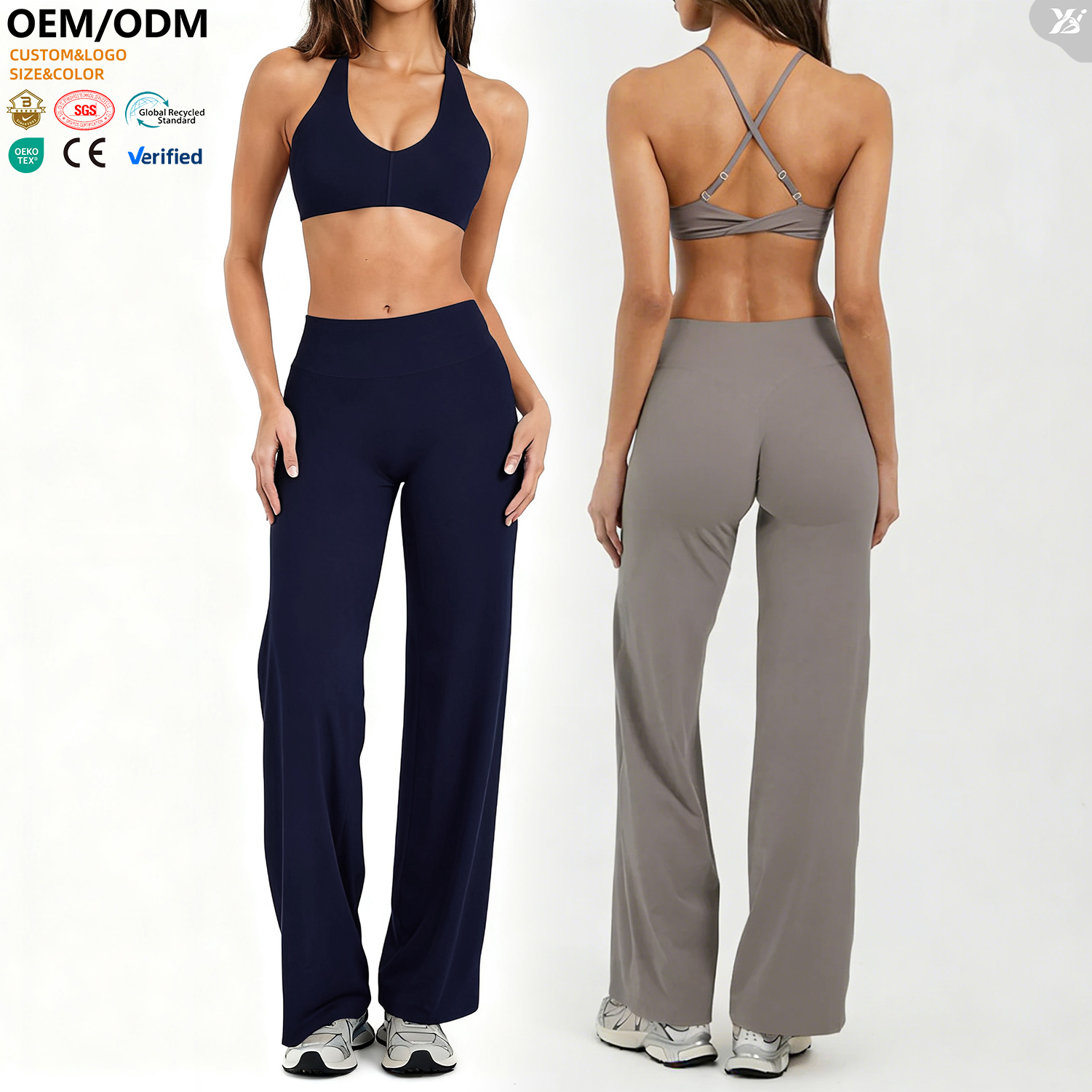 XW- AWX8002-1+ACK8002 Wholesale High Waist Yoga Wear Soft Women Sports Bra Pants Set Breathable Pilates Workout Yoga Leisurewear