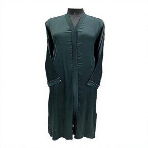 Robe de soirée longue, droite, de haute qualité, anti-rides, respirante, lavable, brodée, de créateur, à ouverture frontale, avec travail de diamants - Product Image 1