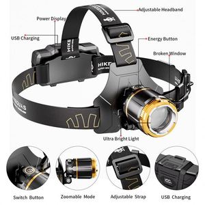 Linterna Frontal LED CITICITY, Recargable, Batería de Larga Duración, Súper Brillante, con Sensor, Pantalla LCD, 4 Modos, Zoom, para Camping y Caza - Product Image 5