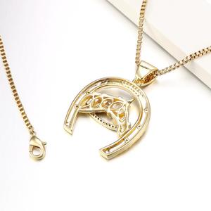 Jasen di lusso 925 argento animale ciondolo <span class=keywords><strong>cavallo</strong></span> ciondolo scintillante zircone <span class=keywords><strong>pietra</strong></span> con 18K placcatura in oro per grande festa o spettacolo - Product Image 2