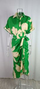 Venta al por mayor: Elegante y <span class=keywords><strong>casual</strong></span> vestido maxi de <span class=keywords><strong>oficina</strong></span> para <span class=keywords><strong>mujer</strong></span>, ecológico, de cintura natural, talla grande, con cuello vuelto y botones cortos. - Product Image 4