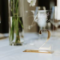 Numéros de table personnalisables en acrylique blanc 3D avec miroir doré, respectueux de l'environnement, pour la décoration de mariage