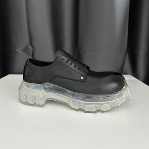 Chaussures Derby Chunky en Cuir Noir pour Hommes, Inspirées des Créateurs, Nouveauté 2026, Baskets Streetwear de Luxe à Semelle Transparente et Plateforme - Product Image 3
