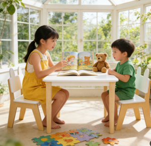 Ensemble de bureau d'étude pour enfants <span class=keywords><strong>en</strong></span> bois, table d'écriture et tabouret non toxiques pour tout-petits, pour la maison et l'école - Product Image 3