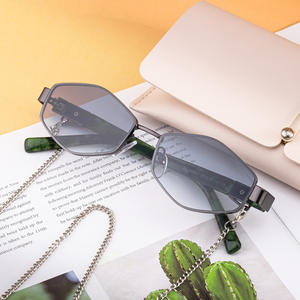 Lunettes de soleil polygonales pour femmes Sl 98461, monture en plastique noir et métal, verres PC, protection UV400, style extérieur - Product Image 1