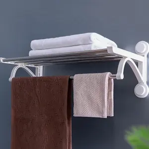Nieuw Product Uniek Opvouwbare Beweegbare Handdoekplank Badkamerplank Met Handdoekstang Muurhout