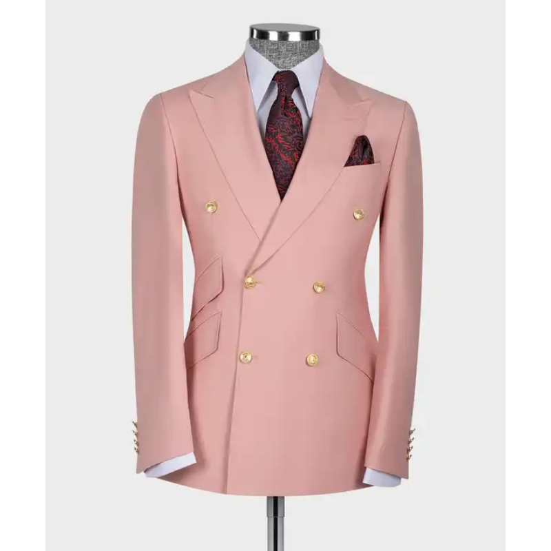 Hot Sale Two Pieces Pink Men Suit Jacket Pants New Style Men Solid Groom  Suit Wedding Men Tuxedos