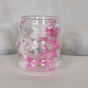 Стеклянная кружка с двойными стенками и сухоцветами, уникальный дизайн, ручная работа, для чая, молока, сока, кофе, холодного кофе - Product Image 5