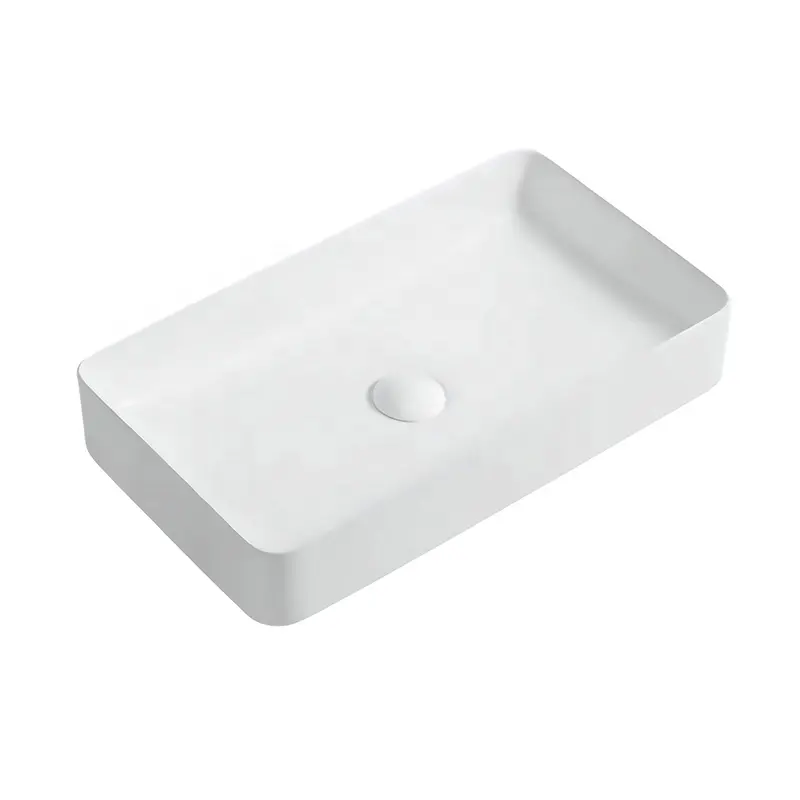 Lavabo artístico rectangular de cerámica para el hogar, nuevo diseño, lavabo de baño