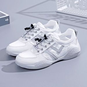 Zapatillas Deportivas Blancas de Malla Transpirable para Mujer, con Cordones Delanteros, Color Sólido, Diseño V-V - Product Image 2