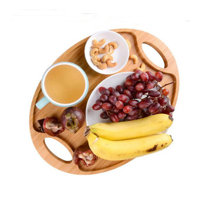 Plateau ovale en bambou avec poignée, couleur bois, plateau de service pour en-cas, desserts, usage domestique et restaurant - Product Image 2