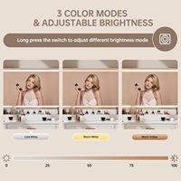 Coiffeuse avec miroir LED, 3 options d'éclairage, prise de charge intégrée, 7 tiroirs grande capacité