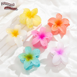 Nantong Flower Hair <b>Clips</b> Gradient Color Plastic Resin Casual Updo Accessories - Product Image 2