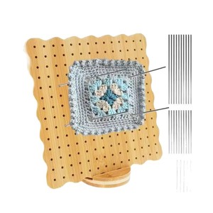 Tablero perforado de madera tejido a mano para proyectos de tejer y ganchillo, herramientas de manualidades con clavijas y ganchos - Product Image 2