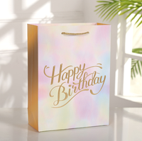 Sacs miniatures d'anniversaire en carton ivoire de haute qualité, écologiques et recyclables, avec poignée en nylon et logo personnalisé pour chaussettes