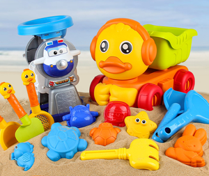 Ensemble de jouets de plage pour enfants en forme de canard jaune, en plastique, pour jouer dans le sable et l'eau, seau, pelle et outils de fouille - Product Image 4