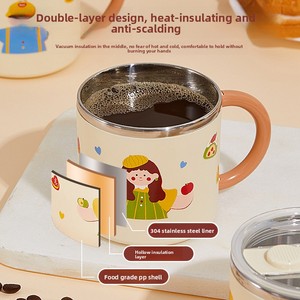 Taza familiar <span class=keywords><strong>de</strong></span> dibujos animados <span class=keywords><strong>de</strong></span> acero inoxidable 304 <span class=keywords><strong>de</strong></span> alta calidad, diseño clásico, taza para beber al vacío para niños, café, té, recuerdo - Product Image 4