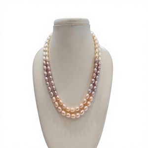Attractive Premium Quality Freshwater Imitation Pearl AA Grade Pearls Gold Plated 2 Row Necklace Earring <b>Set</b> Trendy Women Girls - Product Image 2