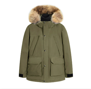 Veste d'hiver en duvet pour homme, vêtements de travail unisexes avec col en fourrure, parka mi-longue épaisse, vêtements de travail chauds - Product Image 1