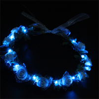 Bandeau Fleuri LED Rose et Blanc Lumineux, Couronne de Fleurs Brillante, Accessoire pour Cheveux, Guirlande Lumineuse Florale