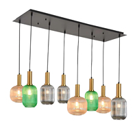 Plafonnier Shelby à Installation Facile, 8 Lumières LED Tulipe Combinées, Ambiance Chaleureuse, Maison et Bureau, Base en Acier et Verre, Montage en Surface
