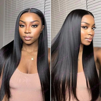 En gros, Perruque frontale 13x4 en cheveux vierges bruts, double densité, lisse soyeux, avec bonnet à cordon Flexi-Fit, sans colle, pré-coupée, HD transparente