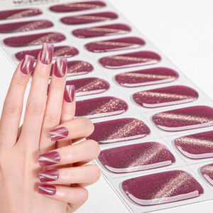 Bandes de gel semi-durcies pour ongles, design œil de chat dynamique et brillant, couleur pure, couverture complète, <span class=keywords><strong>vernis</strong></span> UV, pour manucure personnalisée - Product Image 1