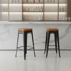 Taburete de Bar de Cuero PU a <span class=keywords><strong>Precio</strong></span> de Fábrica, Estilo Industrial para Cafetería, Bar, Restaurante, <span class=keywords><strong>Cocina</strong></span>, Silla Alta de Hierro - Product Image 1