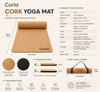 Matras Yoga Gabus Alami Ramah Lingkungan Berkelanjutan Anti-Selip Anti-Mikroba Alas Karet Organik Grosir Pabrik OEM