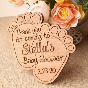 Recuerdos de Huellas de Bebé Hechos a Mano en Madera Resistente, Grabados con Láser, Nombres y Fechas <span class=keywords><strong>Personalizados</strong></span>; Recuerdos de Bautizo Conmemorativos - Product Image 3