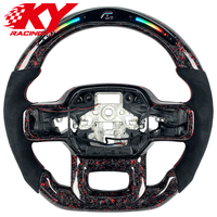 Volant sport LED en fibre de carbone forgée rouge personnalisé avec palettes de changement de vitesse pour Ford F150 XLT Raptor Shelby R F250 F350