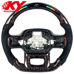 Volant sport LED en fibre de carbone forgée rouge personnalisé avec palettes de changement de vitesse pour Ford F150 XLT Raptor Shelby R F250 F350 - Product Image 1