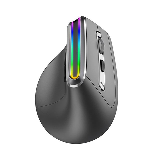 Wireless RGB Luminous Ergonomic Vertical Mouse Dual Mode Rechargeable USB Optical for Right-handed Users for Home/Office Use
