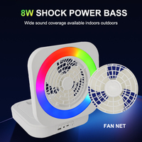 SING-E ZB451 Haut-parleur sans fil rechargeable RGB multifonctionnel, ventilateur pliable pratique pour les fêtes en plein air
