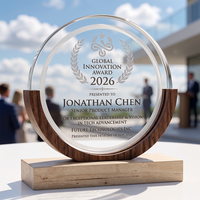Trophée de champion en bois massif personnalisé avec logo imprimé UV, design innovant, artisanat raffiné, plaque