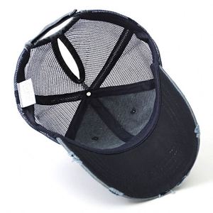 Classic Plain Outdoor Mesh <b>Hats</b> Tide Washed Baseball Cap Horsetail <b>Hat</b> Curved Brim Mesh Cap Outdoor Sports Visor Z0028-1 - Product Image 4