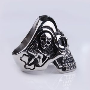 Ready to Ship Punk Style Stainless Steel Biker Skull <strong>Gothic</strong> <strong>Rings</strong> - Product Image 3