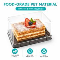 Boîte à dessert rectangulaire transparente en PET de qualité alimentaire jetable en gros pour gâteaux et pains, personnalisable