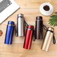 BORGE botol air termos olahraga luar ruangan, botol termos Stainless Steel dinding ganda, kapasitas besar 600ML 800ML 1000ML