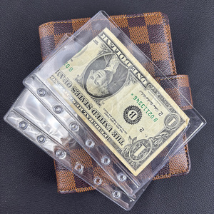 새로운 더블 포켓 투명 PVC 파우치 6 홀 지퍼리스 측면 개방 A7 현금 예산 봉투 방수 문서 제출 가방 - Product Image 2