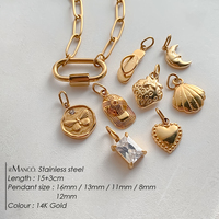 Pulsera de Cadena de Acero Inoxidable con Baño de Oro PVD de 14K, Dijes Intercambiables, Joyería DIY Personalizable con Dijes Removibles