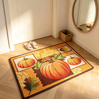 Herbst-Ernte Kürbis-Muster Dekorative Fußmatte, Anpassbare Rutschfeste Wasserdichte Polyester-Eingangsmatte für Thanksgiving