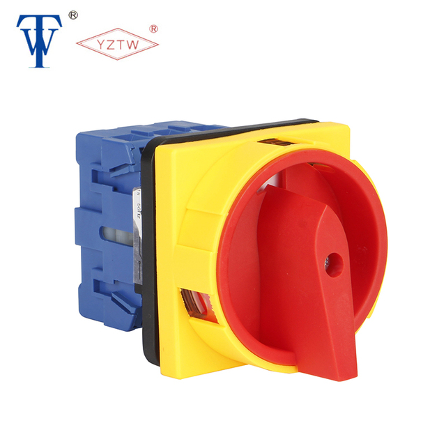 YZTW TWD11 25A 32A 40A 63A 100A Off-on 3P Yellow Red Padlock Rotary Cam Switch AC Isolator Switch