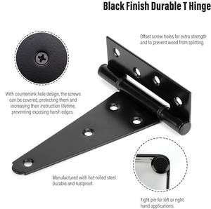 บานพับประตูกันสนิมสำหรับรั้วประตูทำจากไม้บานพับสำหรับงานหนัก6นิ้วสีดำ - Product Image 3