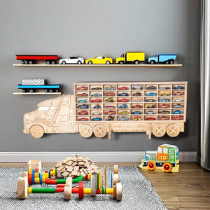 Organizzatore di stoccaggio per auto giocattolo <span class=keywords><strong>in</strong></span> <span class=keywords><strong>legno</strong></span> per vivaio contiene 48 auto pressofusi autoportanti o da parete ripiano per auto - Product Image 2