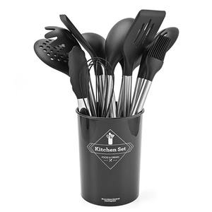 Ensemble d'ustensiles de cuisine en silicone et acier inoxydable, 12 pièces, résistant à la chaleur, de qualité alimentaire, avec boîte de rangement - Product Image 2