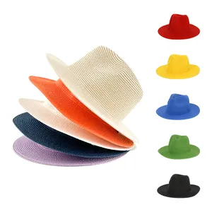 2022 Wholesale Natural Grass Sunhat Sombreros wide brim lady logo plain beach design Summer Custom Women Men Jute Straw Hat